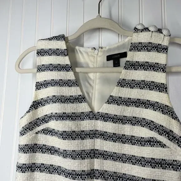 J.Crew Women’s White & Blue Sleeveless V-Neck Back Zip Fit & Flare Dress Size 0 - Picture 9 of 12